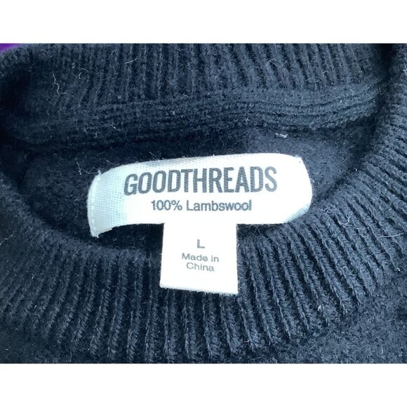 Goodthreads Men Black 100% Lambswool Crewneck Sweater L - Picture 5 of 7